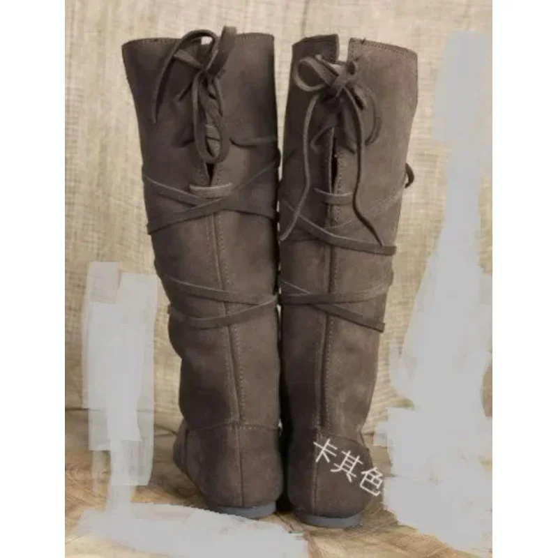 Zapatos medievales vikingos Retro caballero Príncipe Larp, Guerrero de cuero PU, disfraz de Halloween, fiesta de Carnaval, bota nórdica, accesorio