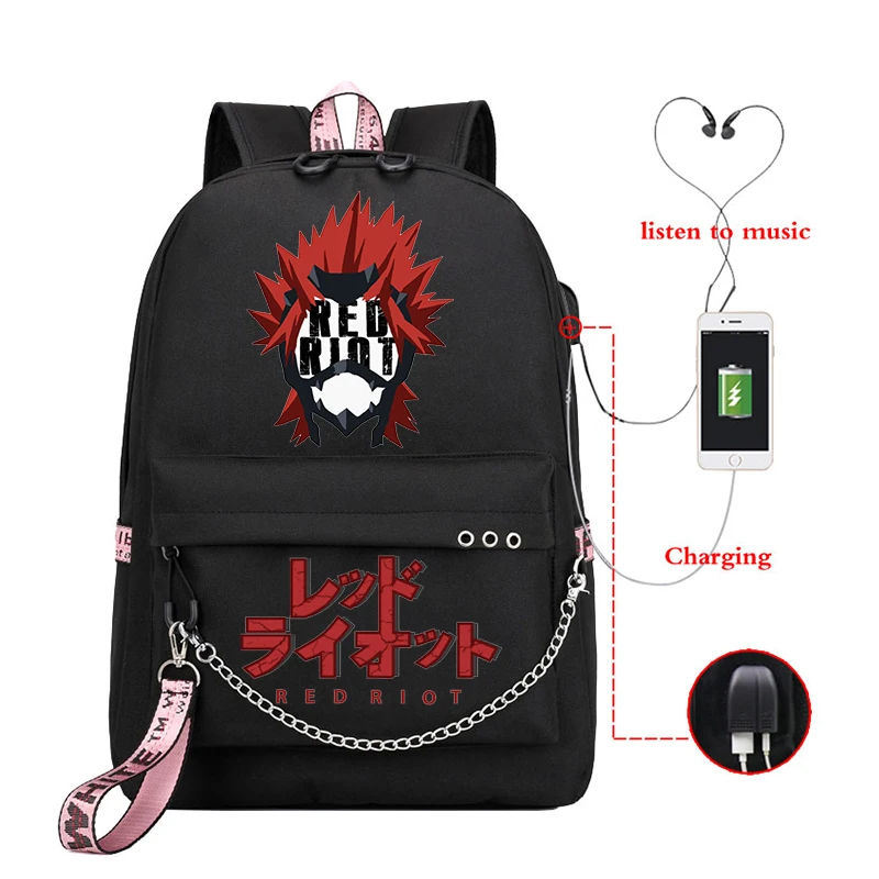 Boku No Hero Academia Backpack High School Students BNHA Kirishima Eijirou Red Riot Anime My Hero Academia Bag Girls Backpack