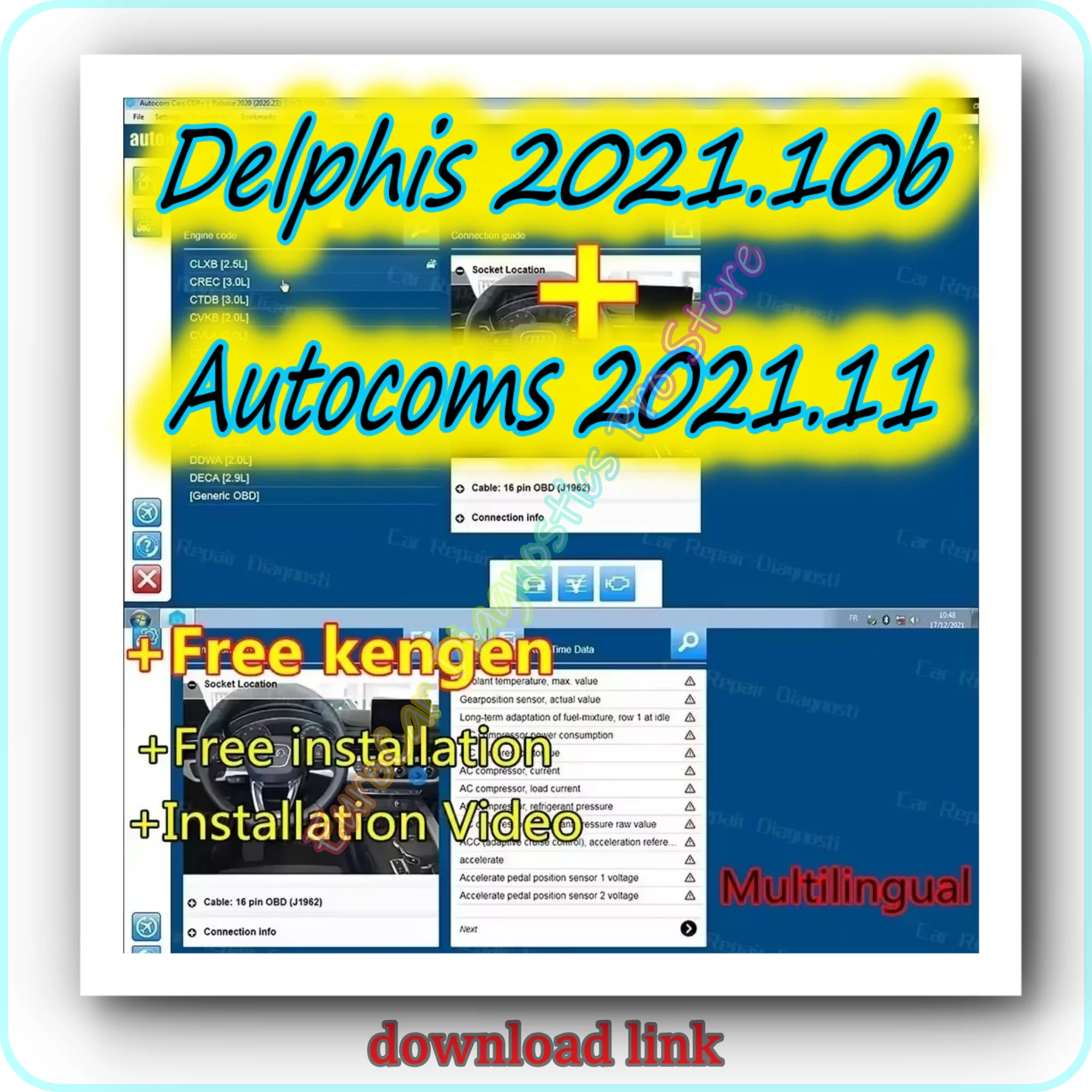 

Новейший Delphis 2021.10b 2023 года с программным обеспечением Keygen DS 150 Autocoms 2021.11 Кодирование OBD2, диагностический инструмент, совместимый с Bluetooth