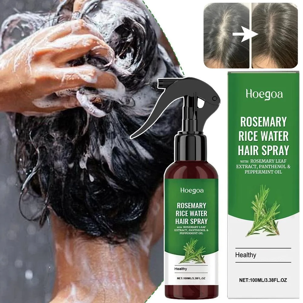 100ml Rosemary&Rice Water Hair Renewal Thickening Spray,Biotin Scalp Purifying Care,Hair Root Repair Strengthen Hair Care Spray