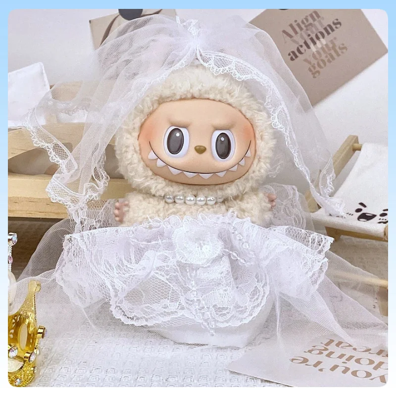 

For 17cm Labubu Doll Wedding Attire Couple Set Groom Tuxedo Bride'S Dress Vinyl Coated Coordinated Doll Outfit with Accessories