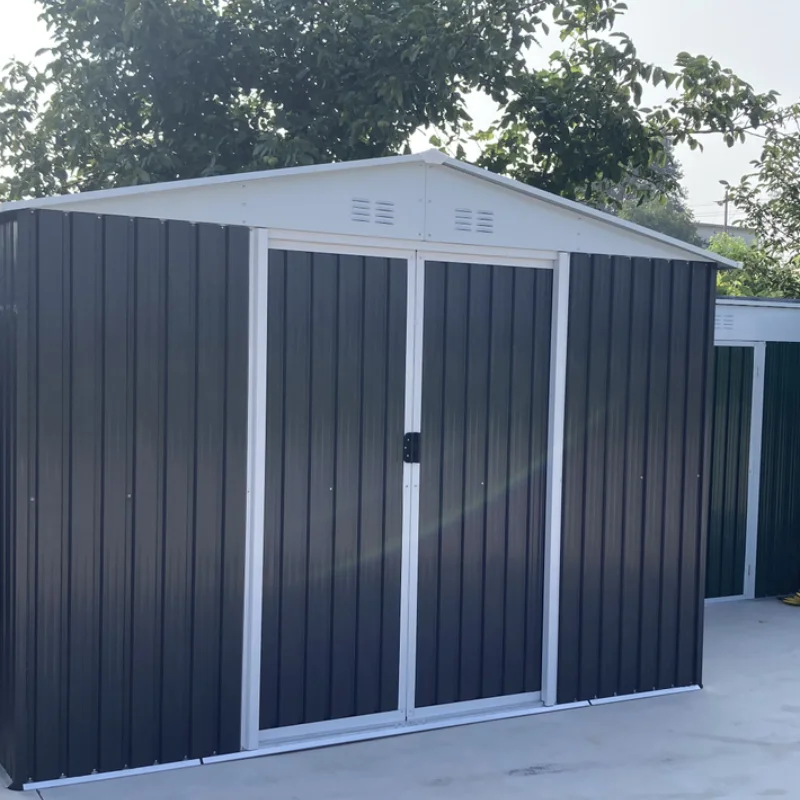 

China Export Modern Metal Outdoor Storage Shed in Charcoal Grey Green White for Warehouse Tool Sheds Storage House