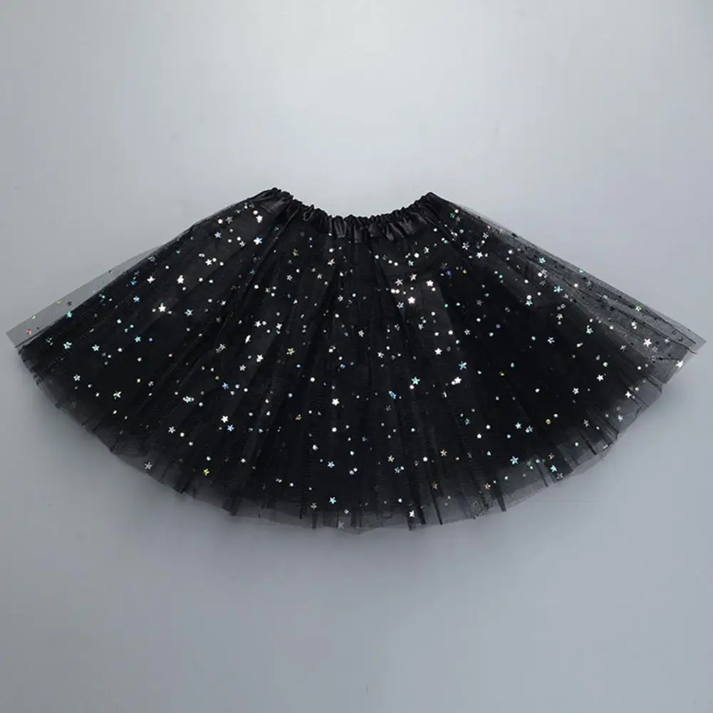 Party Tulle Skirt Sparkling Star Sequins Tulle Skirt for Kids Adults Mini Ballet Skirt for Carnival Party Costume Stretchy