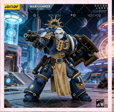 

Фигурки JOYTOY Warhammer 40K 1/18 для взрослых 18+ Ultramarines Levantus с мечом Power Sword, щитом Stormshield и пистолетом Bolt Pistol