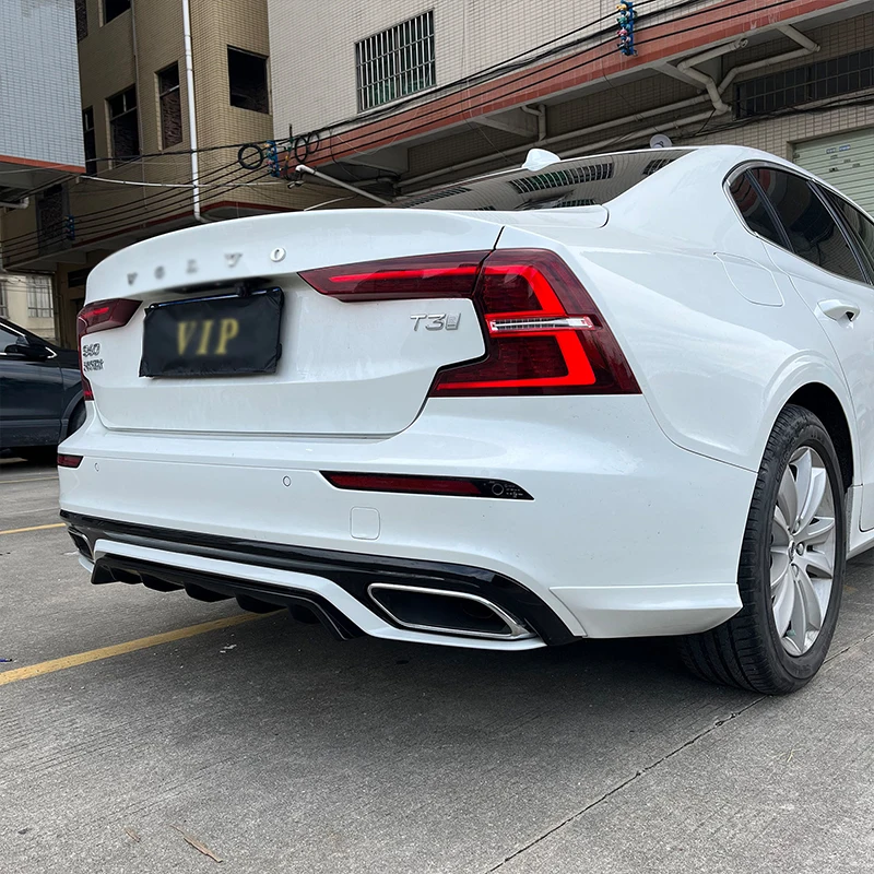 For Volvo S60 V60 2020 2021 2022 2023 2024 Rear Bumper Diffuser Splitter Unpainted Glossy Black Carbon Color Exterior Upgrade view 3