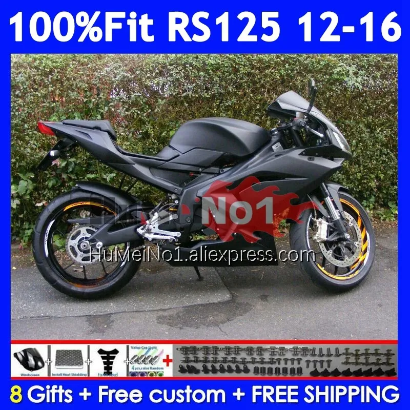 Injection Kit For Aprilia RS-125 RSV125 R RS125 12 13 14 15 16 Flat black 313No.110 RS 125 2012 2013 2014 2015 2016 OEM Fairing