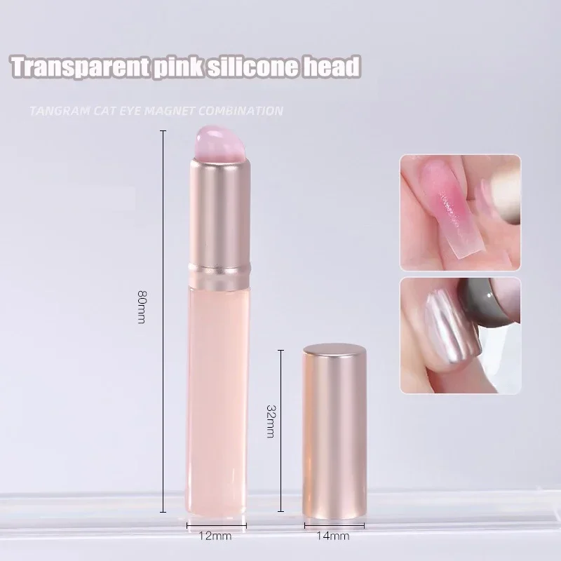 Pincel de silicona rosa jelly para arte de uñas, reutilizable, para aplicar polvo de espejo, herramienta de manicura 5