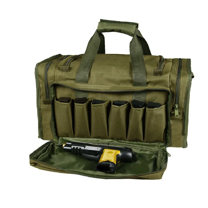 Tactical Gun Range Bag Shooting Duffle Range Pistol Bag Magazine Slots Handguns