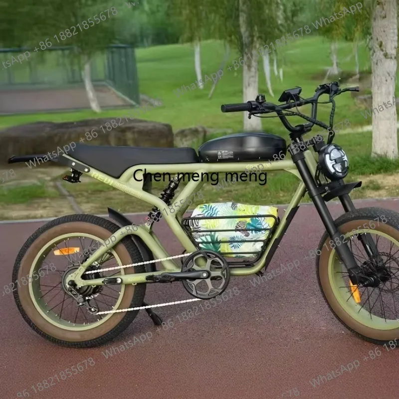 Shock Absorbing Fat Tire for Off Road Riding Vintage  Long Seat Turning Signal Sport Ebike for Mountain