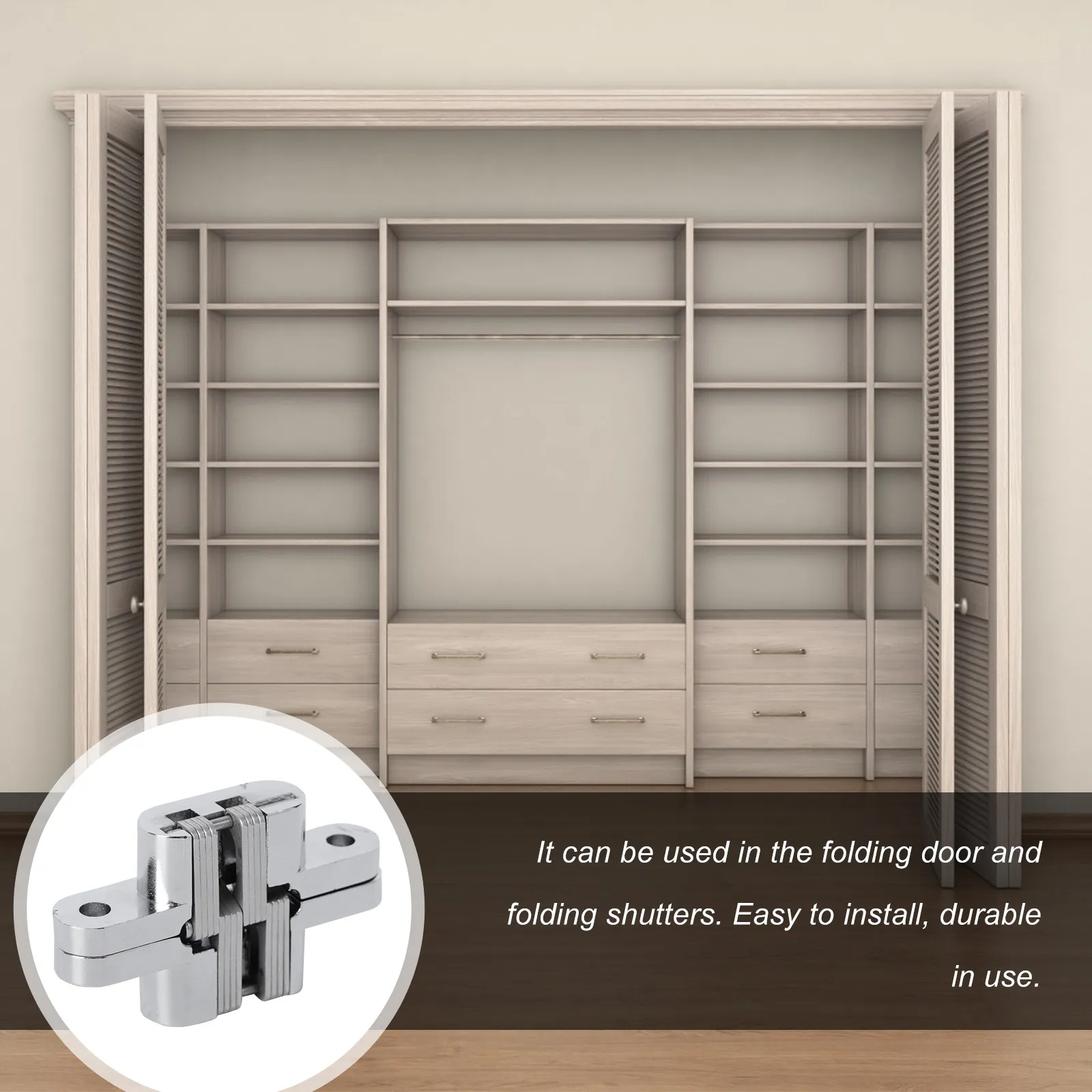 Hidden Folding Door Hinge Heavy Duty Stainless Steel Zinc Alloy Rust Resistant Thickened Strong Weight Capacity for Folding