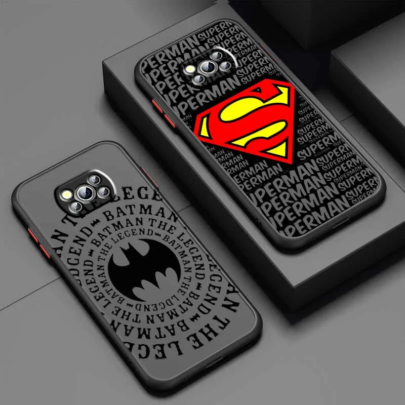 

S-Superman B-Batman Cool Logo For Xiaomi Poco X6 X5 X4 X3 M6 M5s M5 M4 M3 F6 F5 F4 F3 Pro 5G Frosted Translucent Phone Case