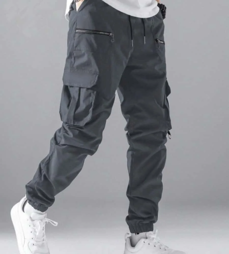 

2025 Zipper Men Flap Pocket Side Drawstring Waist Men's Cargo Pants Men Baggy Khaki Trousers Men Thin Cargo Pants Back To School