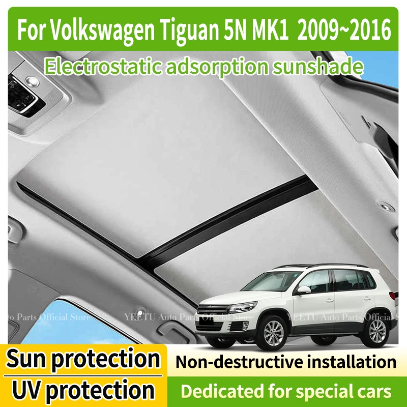 Parasol para Techo Solar de Coche para Volkswagen VW Tiguan 5N 2009-2016, Accesorios, Cubiertas de Adsorción Electrostática, Bloquea el Resplandor UV del Techo Corredizo