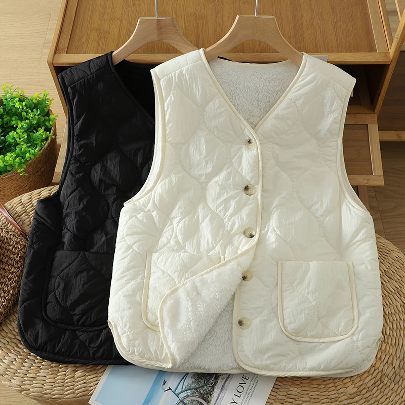 

Тонкий теплый женский жилет Fce, двусторонний комплект, свободная легкая хлопковая внутренняя подкладка, цвет V-Ne, полиэфирное волокно