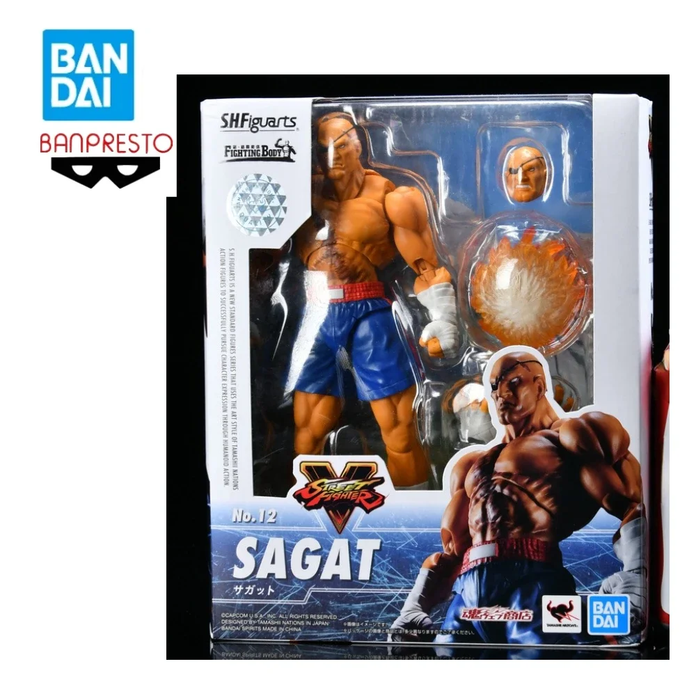 In Stock Original Genuine BANDAI SHF Street Fighter 5 SAGAT PVC Anime Action Figures Toys Collection Gifts Models Ornaments