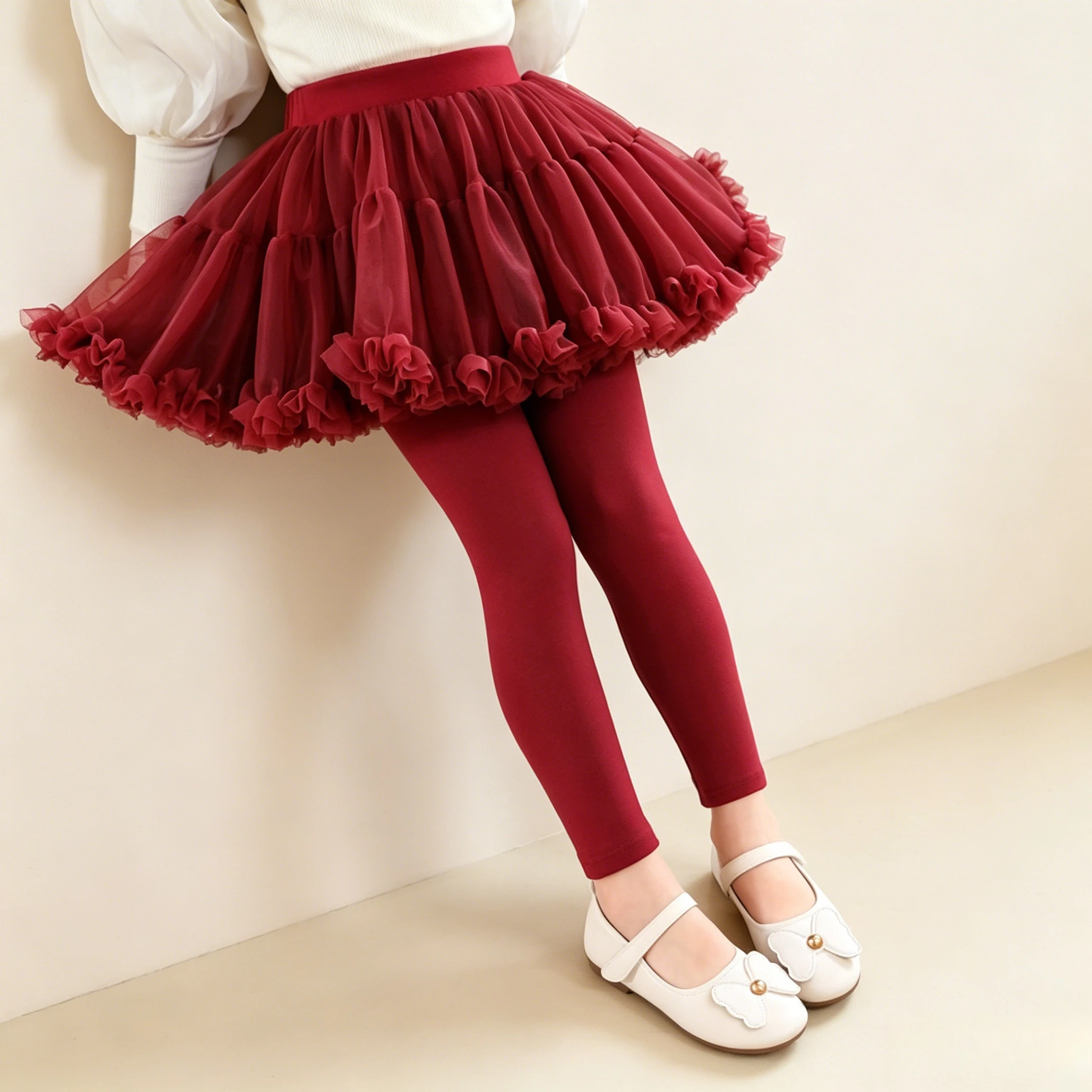 Kinder Leggings für Mädchen Mesh Tutu Rock Leggings falsche zweiteilige Culottes School Dance Strumpfhose 3-10 Jahre Kinder Hosen rock