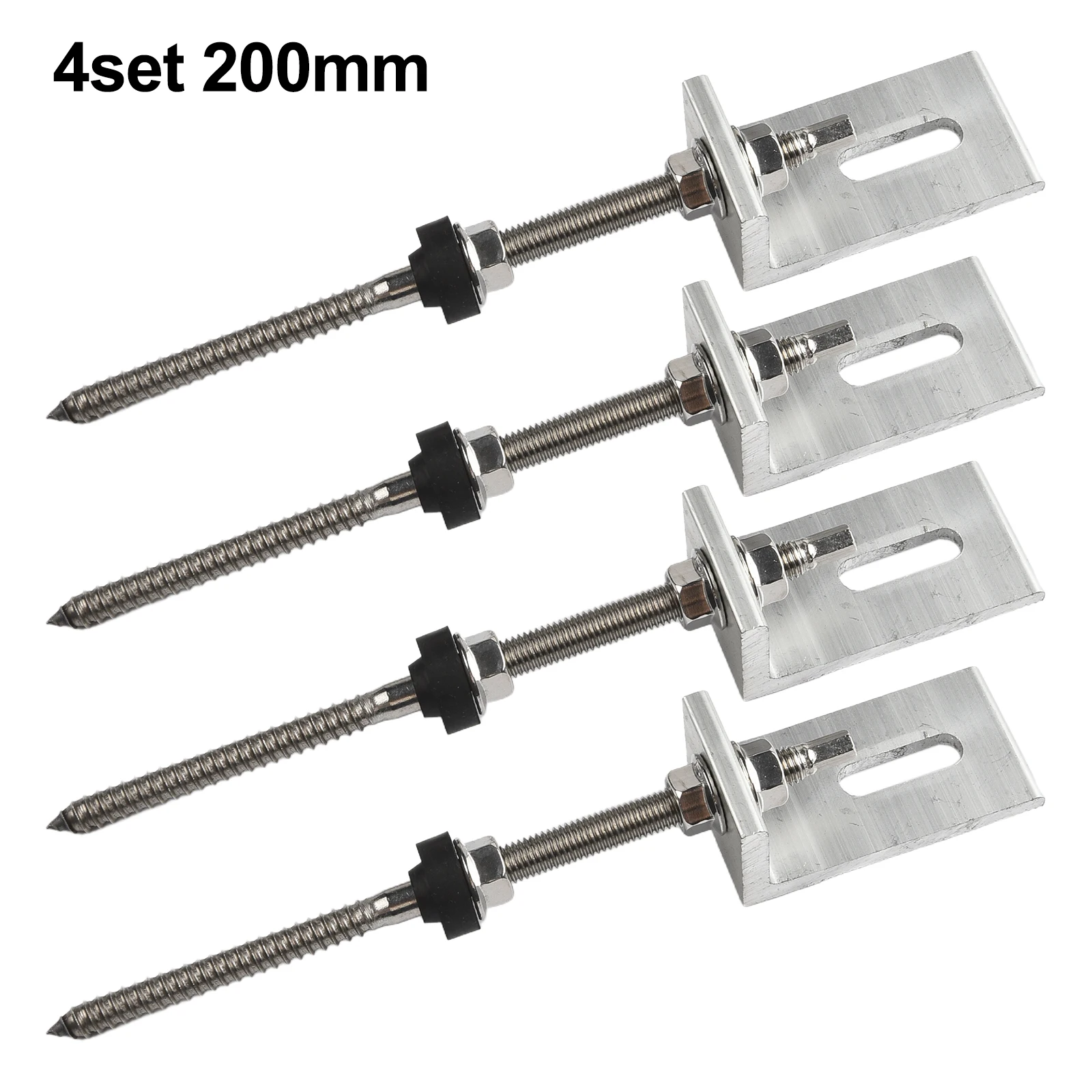 Brackets Pole Screws 4 Sets Aluminium Alloy M10 PV Roof Fixture Sheet Metal Solar Trapezoidal +stainless Steel