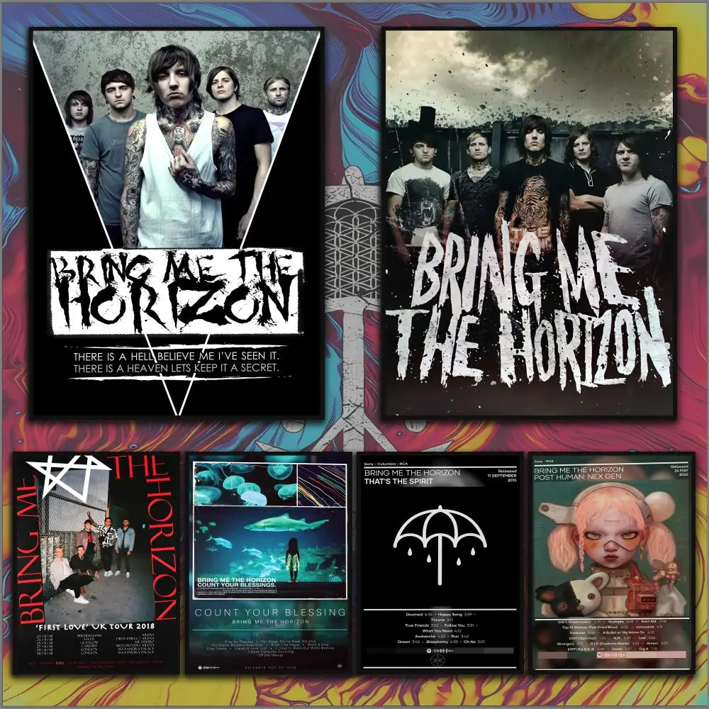 B-Bring Me The H-HorizonS Poster für Zuhause, Wohnzimmer, Schlafzimmer, Bar, Flur, klebrige Wandkunst, Druck, ästhetisches Dekor