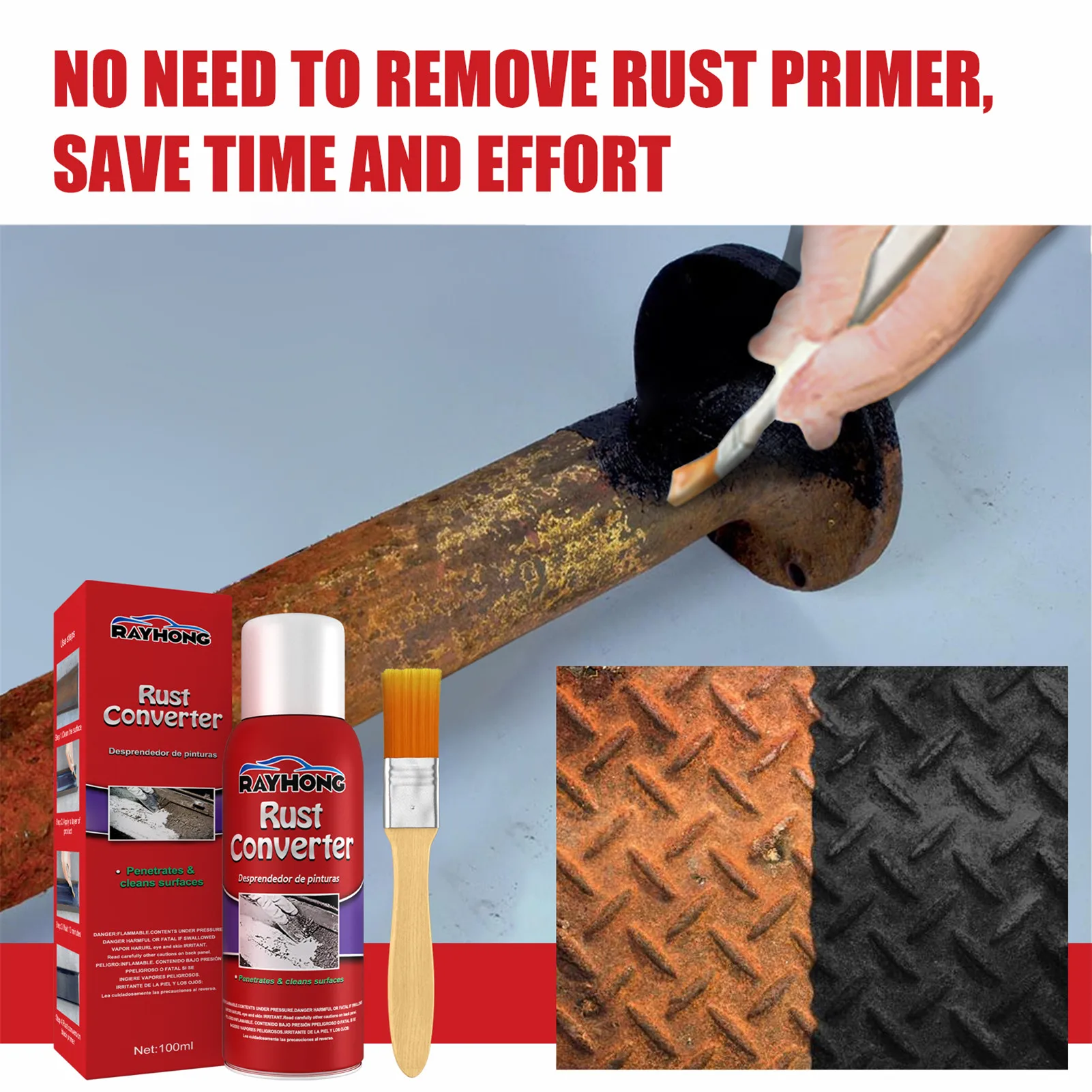 New 100ML Water-Based Metal Rust Remover Chassis Rust Converter Non-toxic Prevent Corrosion Metal Surface Rust Remover