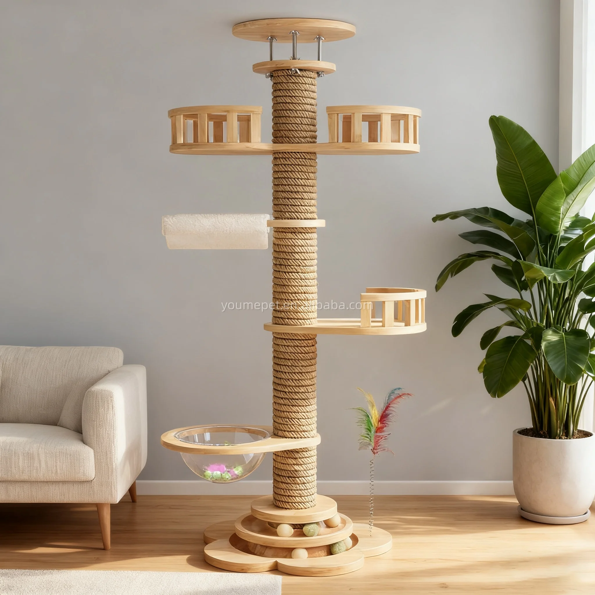 

*e dModern Eco-friendly Large Solid Wood Carton Cat Scratching Post 4-Level Jumping Platdms Bed Climbing Frame Toy Living Room&