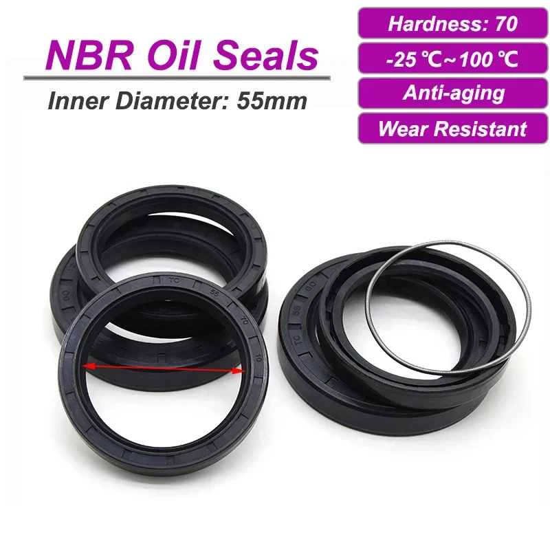 1pcs  NBR Framework Oil Seal ID 55mm TC-70/72/75/78/80/82/85/90/95/100/110*8/9/10/12mm Nitrile Shaft Double Lip Gaskets