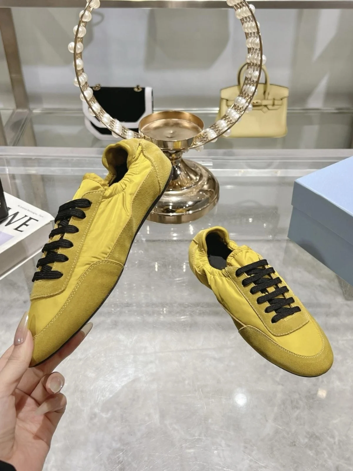 

Удобные женские кроссовки для бега в стиле ретро Dequn oes Nylon Fce Upper Color Blo Sport oes с глубоким вырезом на резиновой подошве