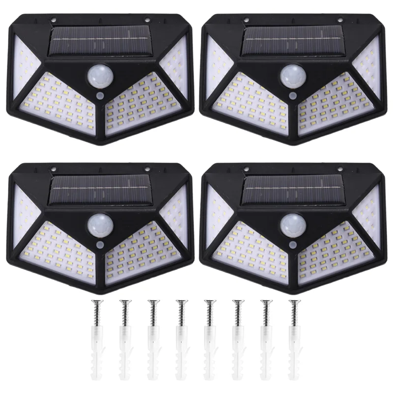 AF90-Outdoor Solar Lights, 100 LED Solar Security Lights And 3 Modes Motion Sensor 270° Wide Angle Solar Powered Lights