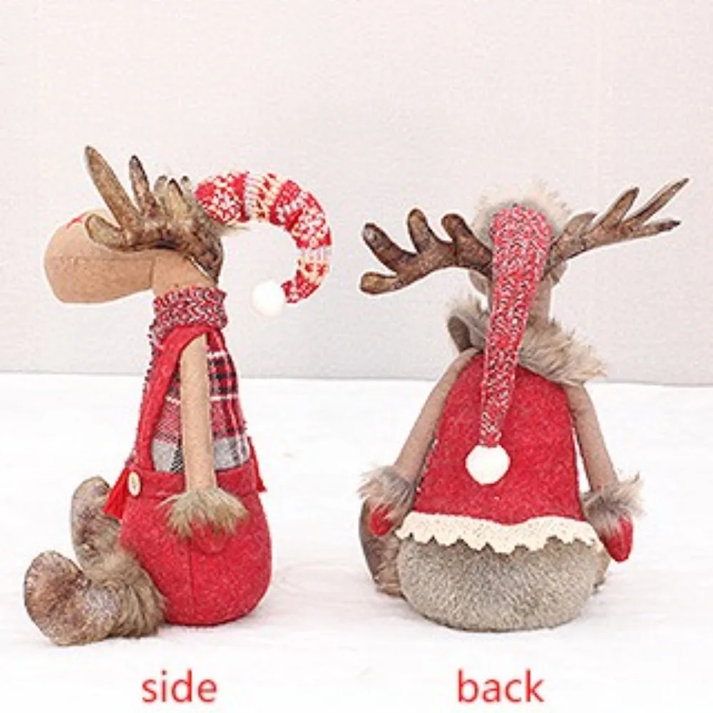 Festival Christmas Elk Telescopic Doll Soft Cartoon Christmas Doll Toy Knitting Cute Merry Christmas Decoration Xmas Decor