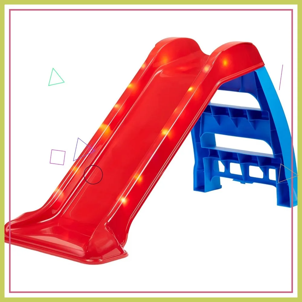 

Kids Light-Up Slide for Indoor and Outdoor Play with Easy Assembly and Storage, Ages 1.5-6