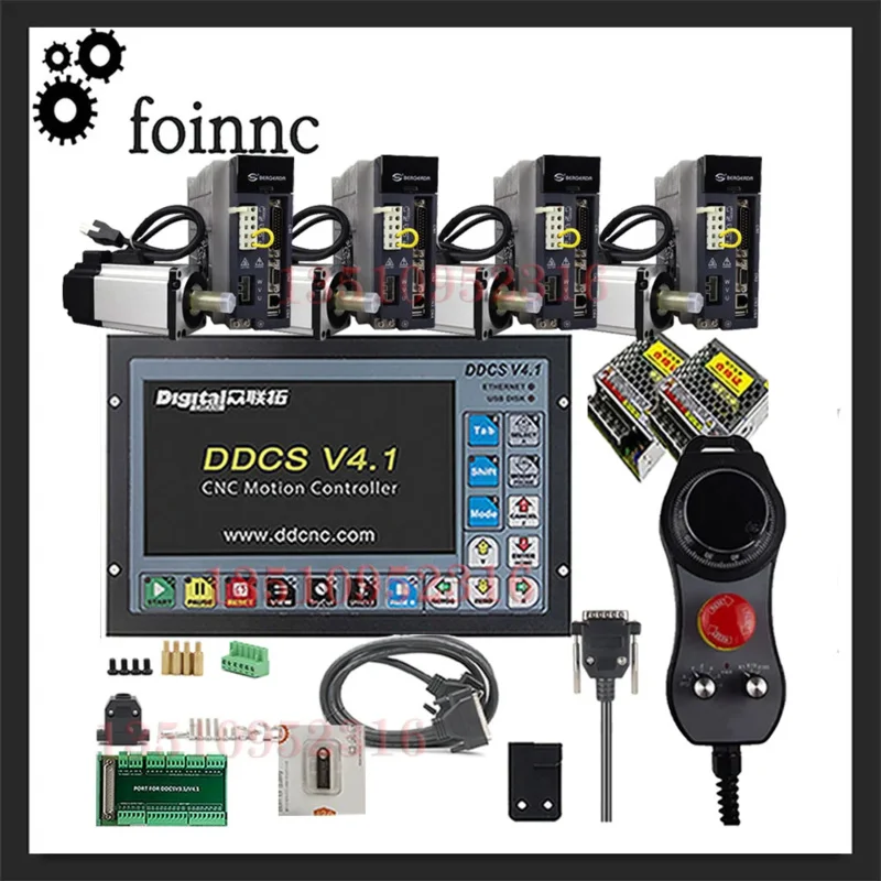 4axis Cnc Combination Kit Ddcsv4.1 Offline Cnc Controller 4 Sets Or 750w Ac Servo Motor Kit Z Axis With Brake 75w Power Supply