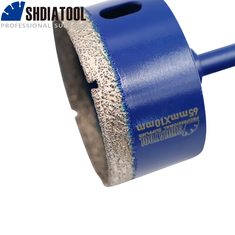 

SHDIATOOL 1pc Diamond Core Drill Bit 65MM Brazed Brill Triangular Shank Brazed Dry Drill Hole Saw Masonry Concrete Three Side