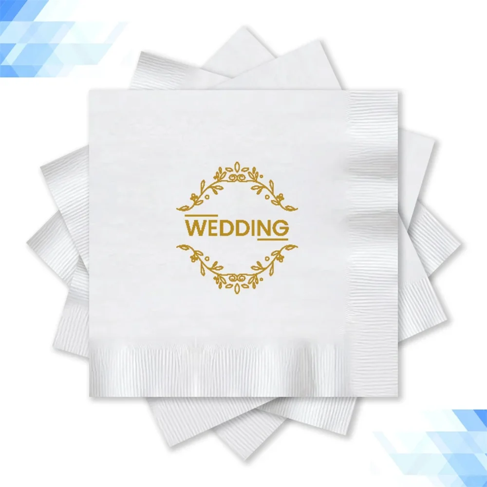 50PCS Personalized Wedding Napkins, Baby Shower Napkins Restaurant Branded Logo Printed Napkin Fun Wedding Cocktail Napkin Lunch