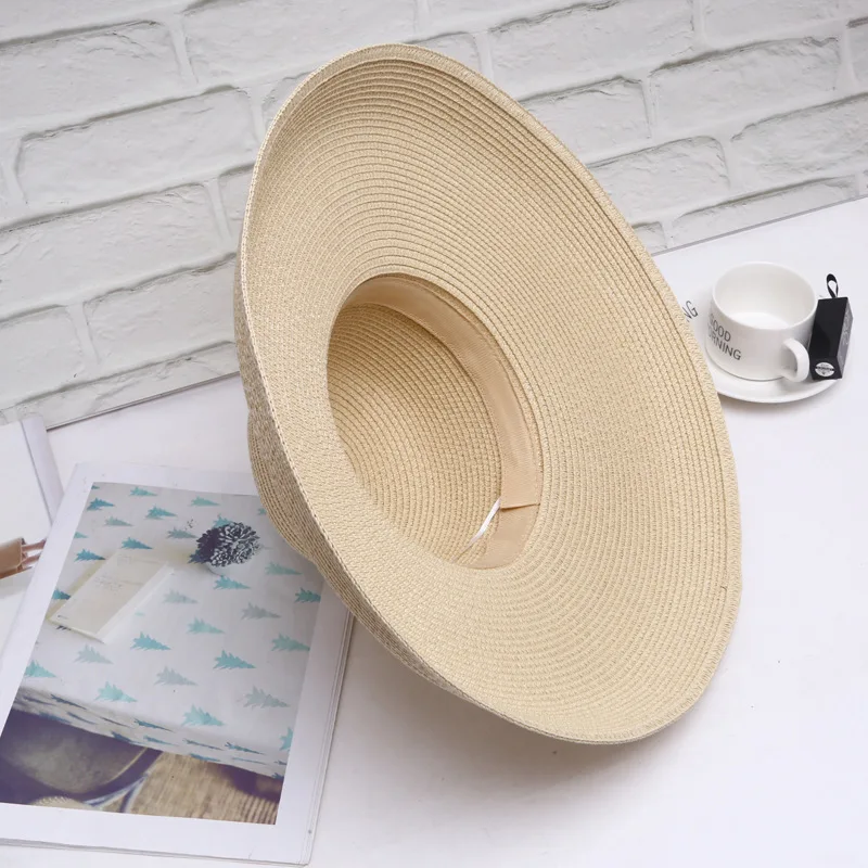 Summer Lady Pleated Straw Hat Women Hepburn Style Casual Sun Hat Large Brim Floppy Sun Hat Cap Holiday Beach Casquette Gorros