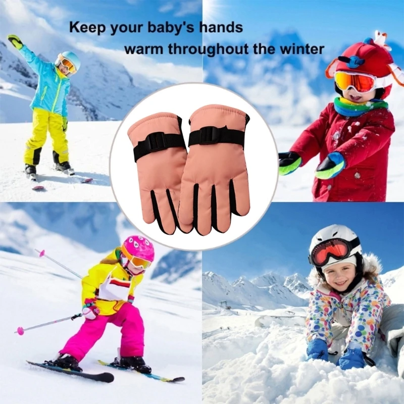 Gants imperméables coupe-vent pour enfants, gants thermiques d'extérieur, mitaines d'hiver pour enfants