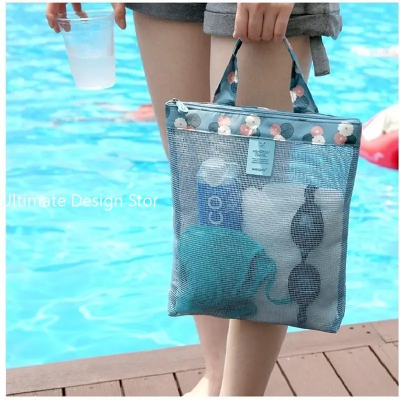 Small Summer Swimming Beach Bag for Women Kids Mesh Storage Bag Zipper Swimsuit Wash Bag Sports Handbag Multi-Function Dropship