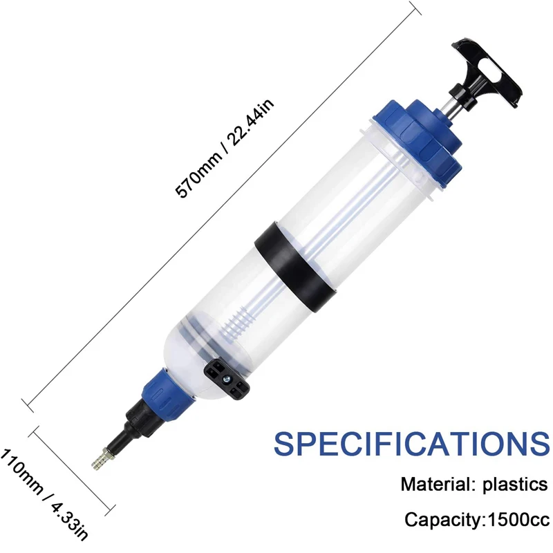 Car Engine Oil Fluid Pump Efficient Vacuum Manual Inhalation Syringe Style Engine Cooolant Transfer Translucent 500cc/1500cc