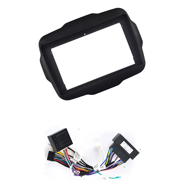 

9-дюймовый автомобильный рама Android и кабель питания Canbus для Jeep Renegade 2016-2022 2 Din автомобильный DVD-навигатор крышка интерьера рамки