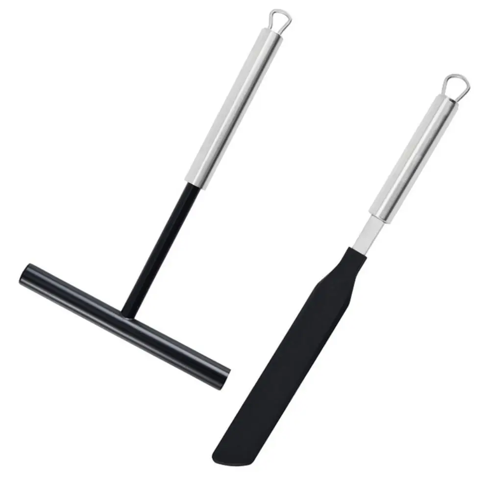 New Stainless Steel Cake Spreader T Shape With Hanging Hole Batter Spatula Non Stick French Crepe Spreader Baking Tool