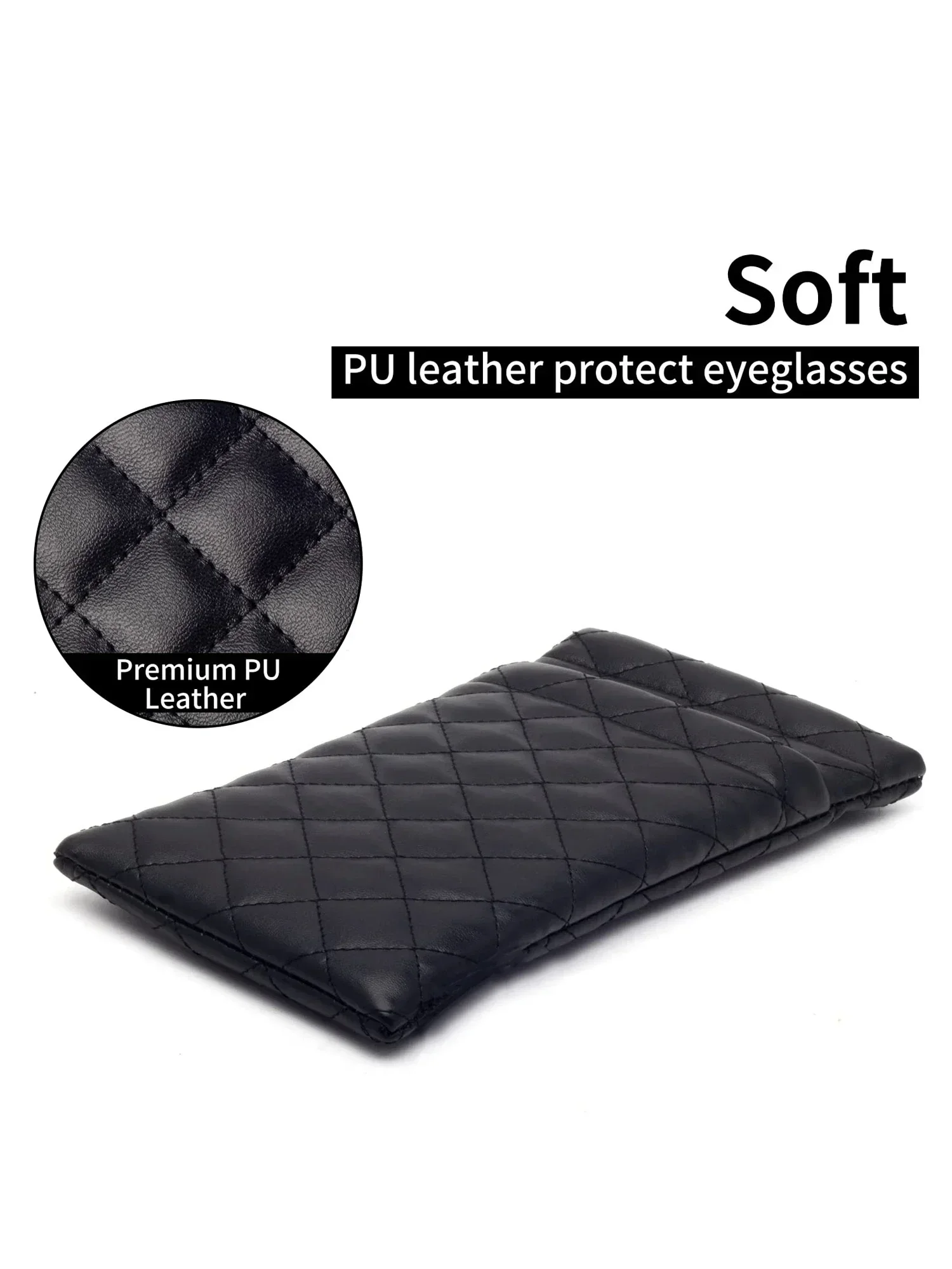 1 Stück Weiches PU-Doppel-Brillenetui Tragbares Squeeze-Top-Leder-Brillenetui Minimalistisches Argyle Anti-Kratz-Brillenaufbewahrungsetui – Detail 5