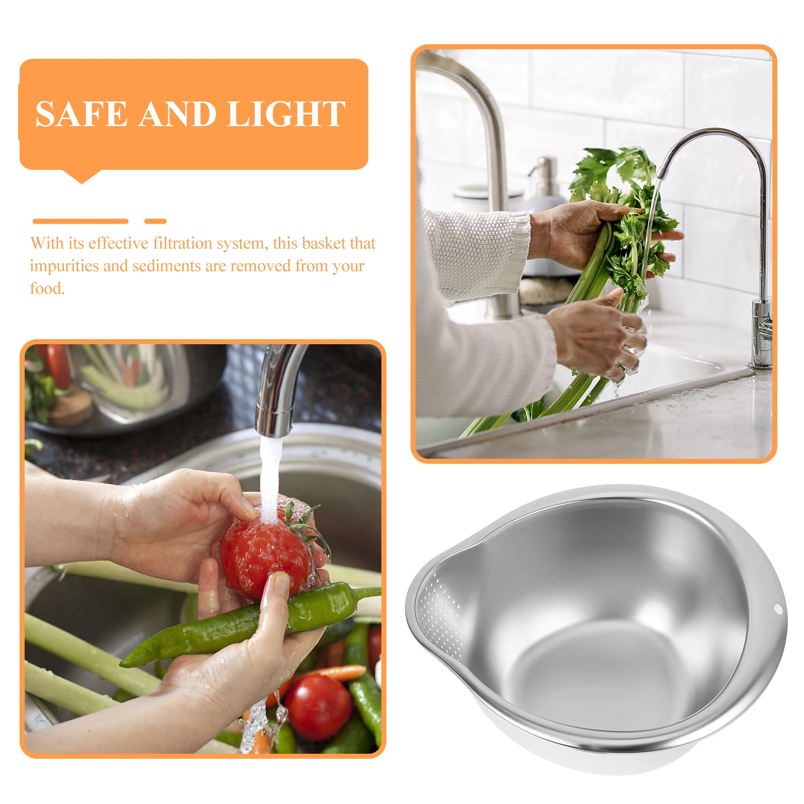 

1pcs Stainless Steel Fine Mesh Drain Basket For Fruits Vegetables Rice Washing Kitchen Strainer Bowl Colander Household Cooking