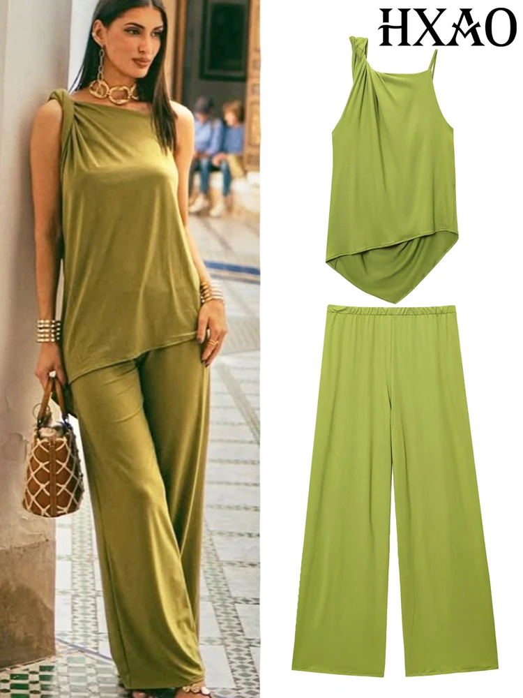 

HXAO Асимметричный топ Женские майки и майки Зеленый летний камзол без рукавов Сексуальная уличная стильная майка Y2k Модные топы Жилет