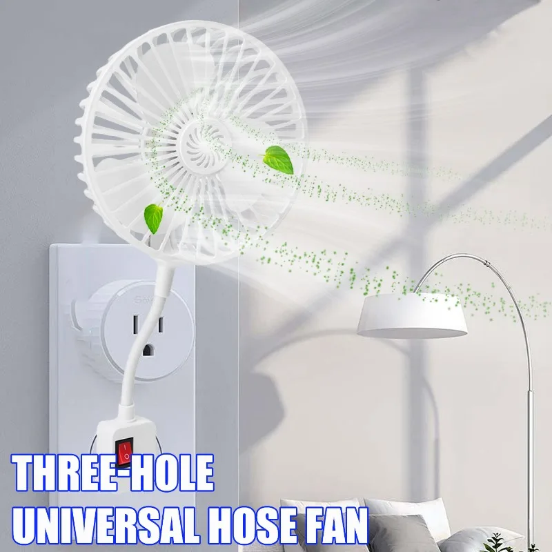 1/2pcs 3-Prong Plug Design Fan Cooling Space Saving Energy Efficient Fan 360 Degree Adjustable Wall-Mounted Quiet Operation Fan