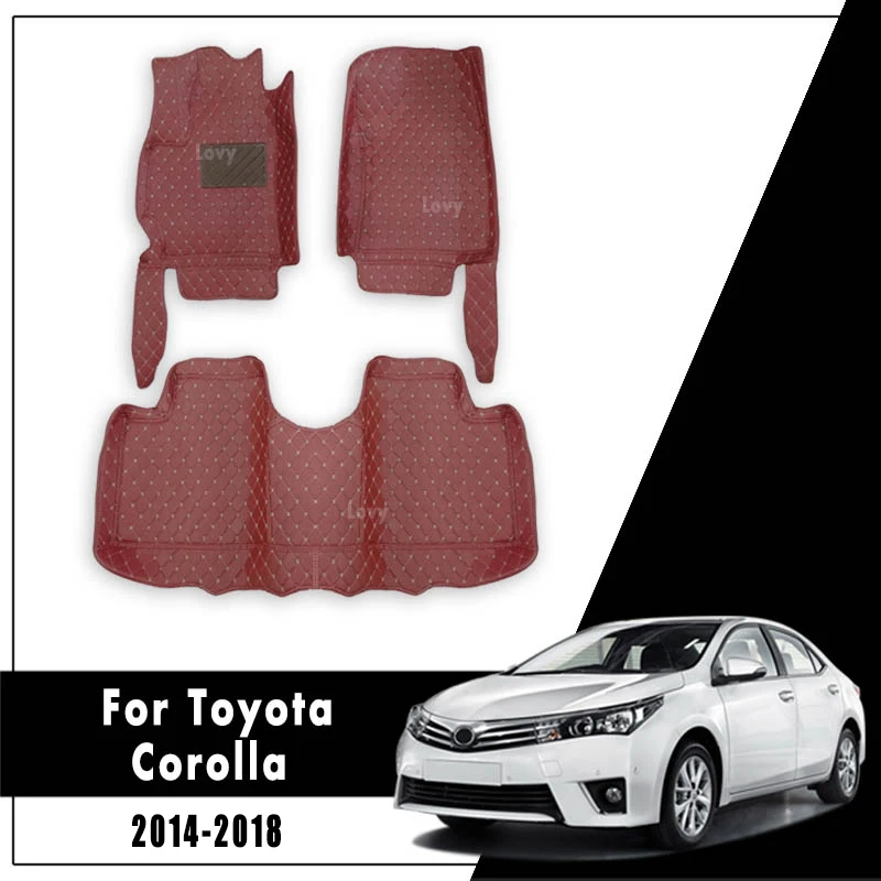 Car Floor Mats For Toyota Corolla XI 11th E170 2014 2015 2016 2017 2018 Interior Accessories Waterproof Foot Pads Rugs Covers