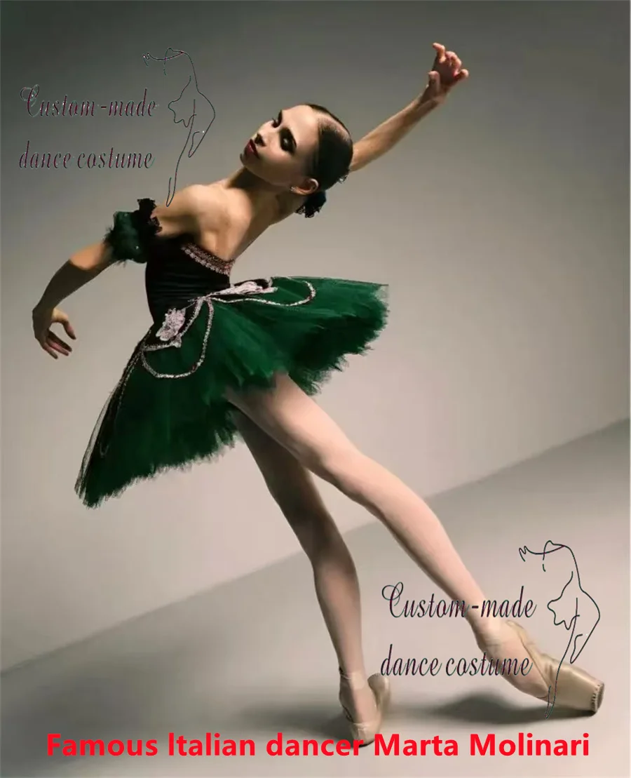 Jupe tutu de performance de Ballet vert Esmeralda Variations Pakita, personnalisée pour enfants et adultes, nouvelle collection 2024