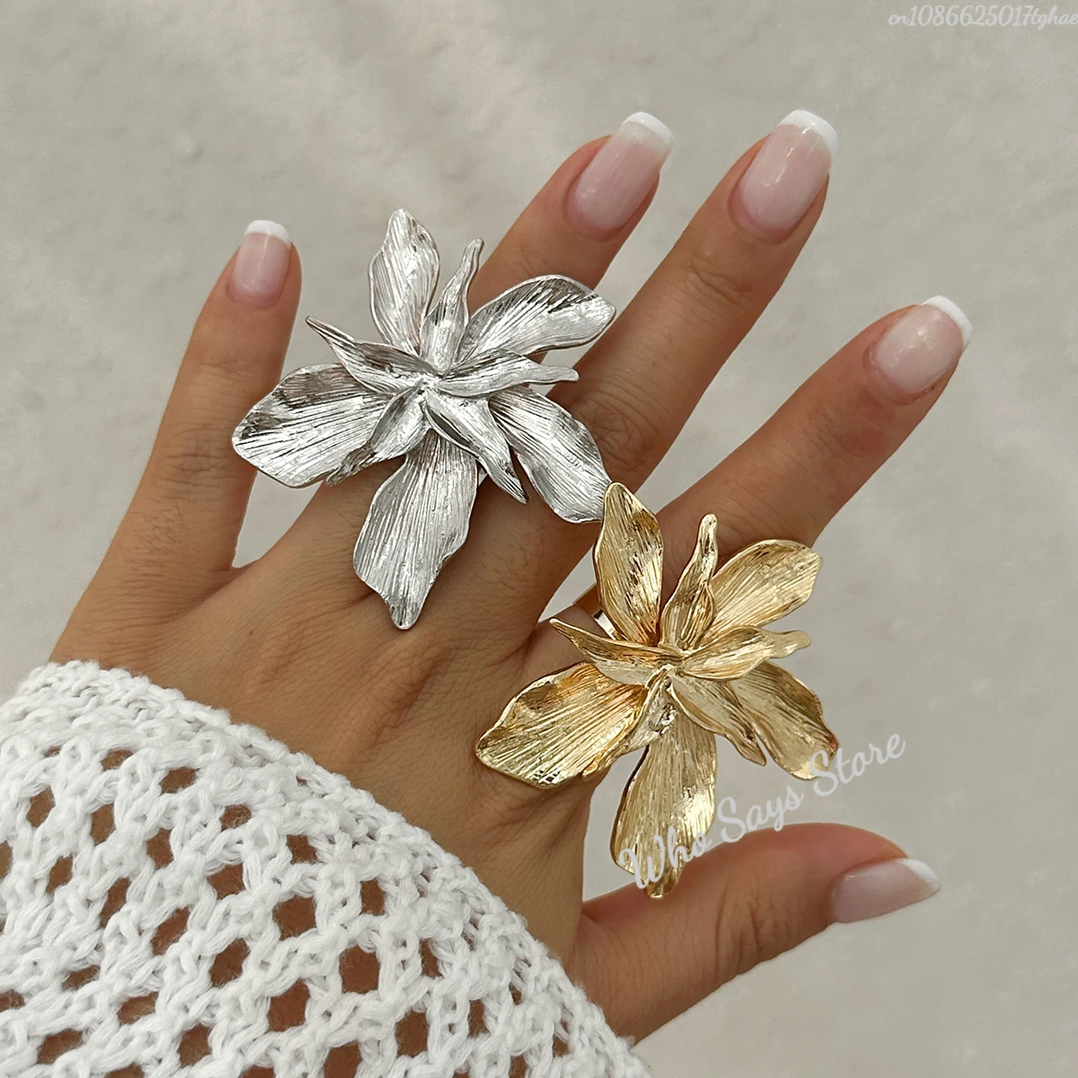 2025 تصميم شخصي مزدوج الطبقات حلقة زهرة معدنية للنساء الاتجاه الشرير حفلة قابل للتعديل خاتم السيدات مجوهرات هدية