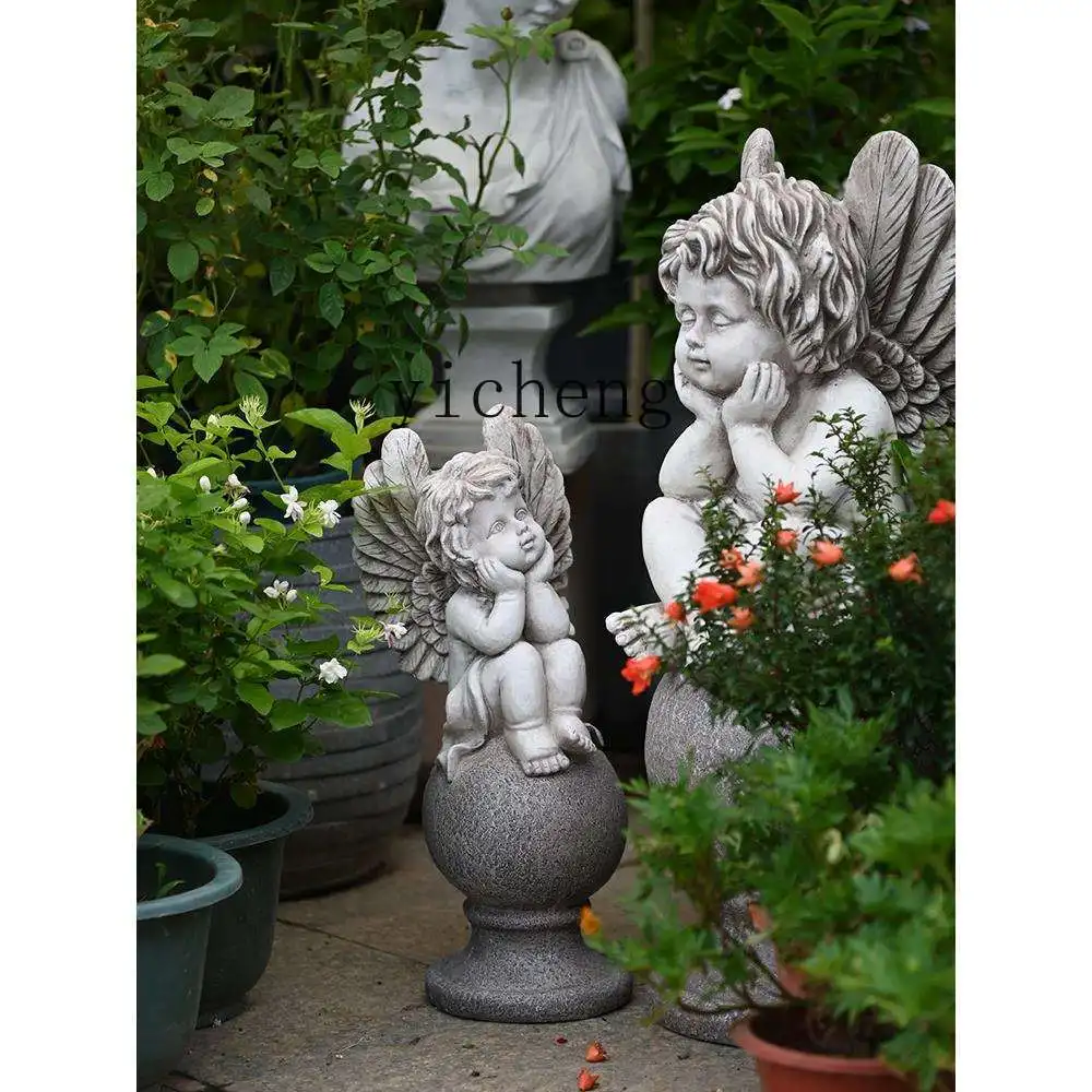 ZK outdoor sculpture cute garden layout garden decoration angel ornament character courtyard European fairy garden