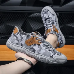 Canvas Men's Shoes Camouflage Man Sneakers Outdoor Non-slip Man Shoe Wear-resistant Hiking Shoes for Men Canvas Casual Sneaker