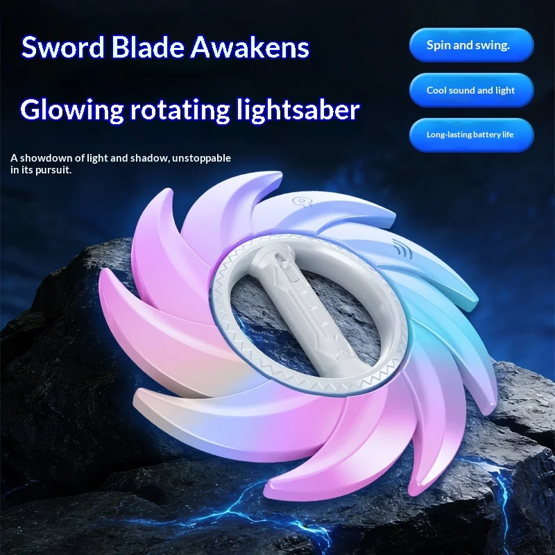 Generic Spinning Light Sword Toy Colorful Glowing Flash Light Up Handheld Rotating Game Prop For Party Indoor Outdoor Play