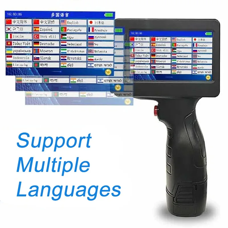 Portable Mini Split Printer 12.7mm Handheld Inkjet Printer 28 Languages Non-encrypted QR Barcode Image Logo Date Coding Machine