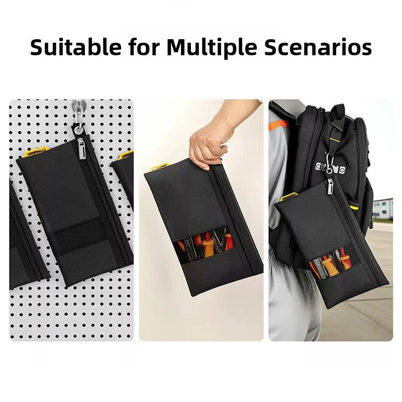Large Capacity Mesh Tool Bag 1680D Oxford Fabric Waist Hook Visual Window Storage Pouch For Gardening Organizer Repair Tool Set
